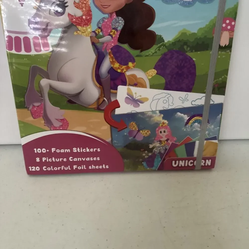 Foil Art Fun Unicorns & Princesses 100 + Foam Stickers 120 Foil Sheets Brand New